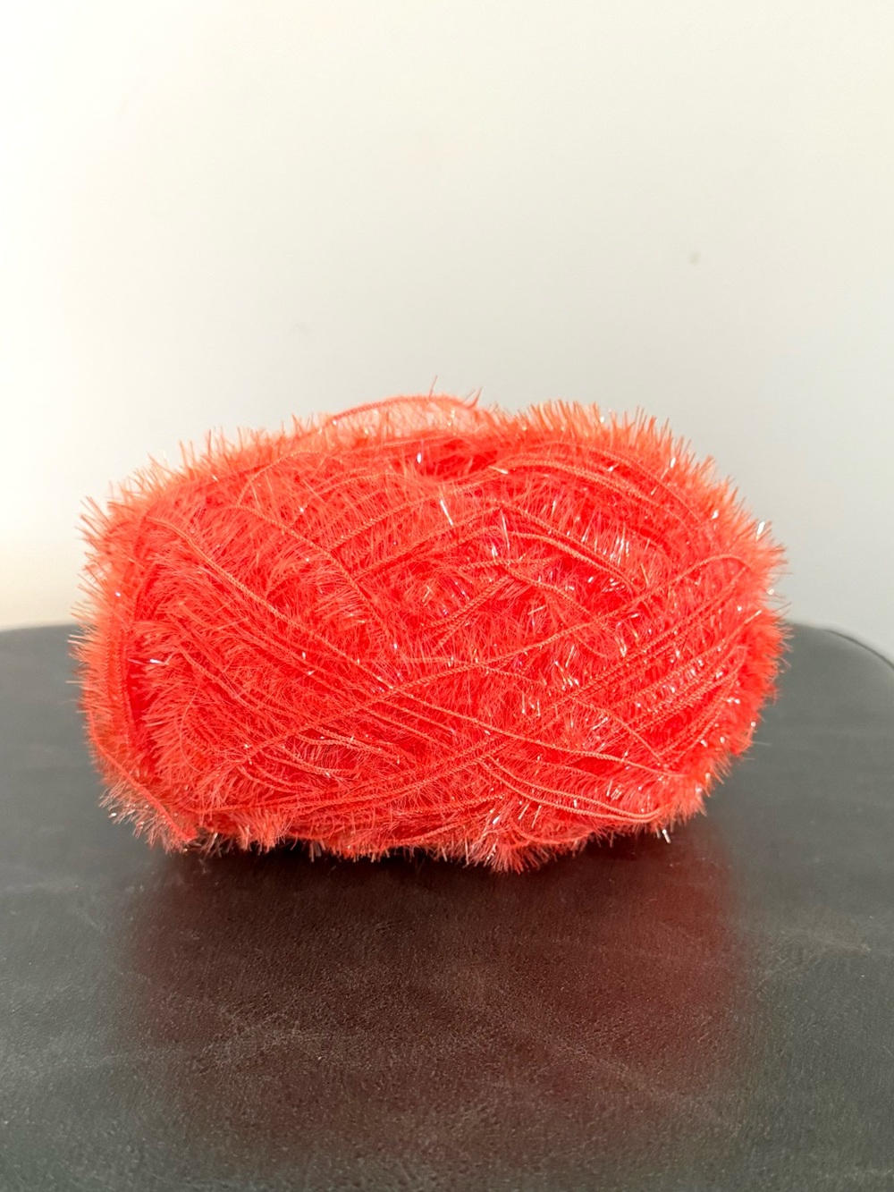 Bright Orange Decorative Eyelash Yarn Ball - Unbranded